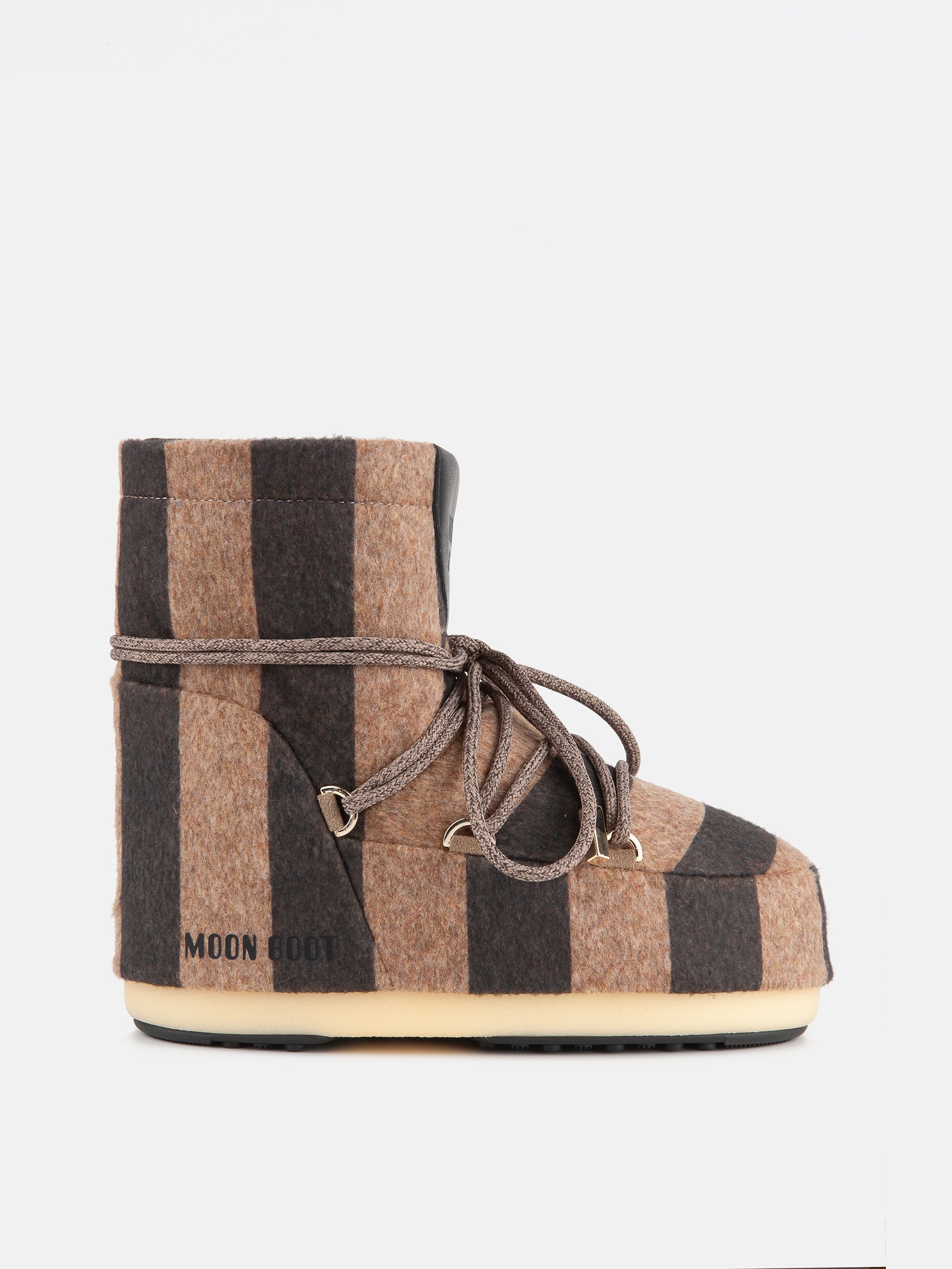 Jacquemus + Moon Boot ICON LOW BEIGE STRIPED FELT STÖVLE