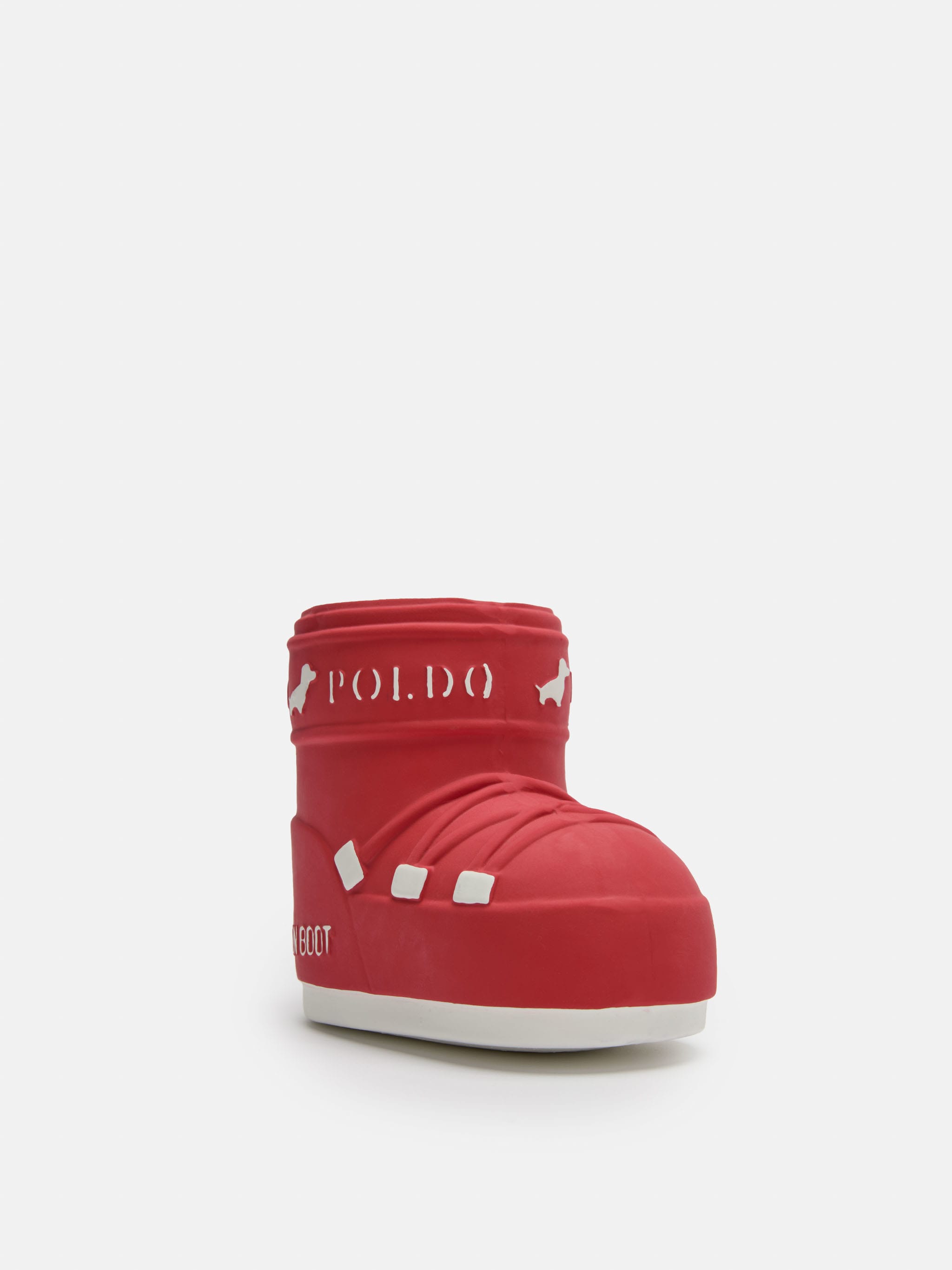 MOON BOOT X POLDO DOG COUTURE RÖD SKRÄPANDE HUNDLEKAMAR